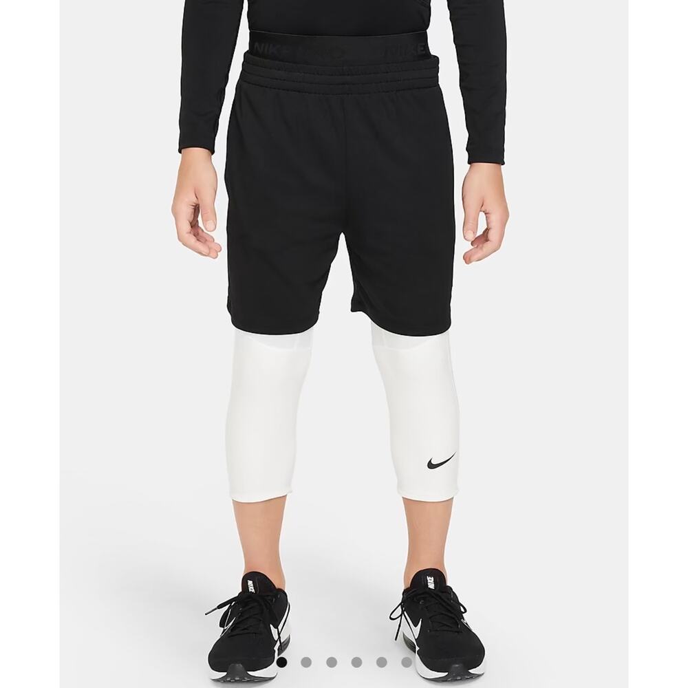 Nike Pro Boys 3/4 Training Tights White/Grey Youth Large (14-16)